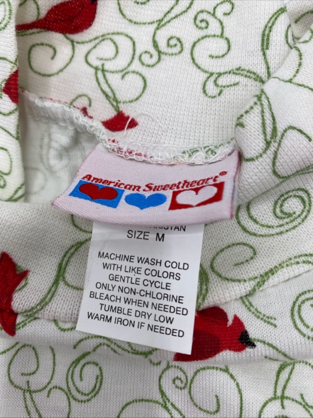 Vintage Cardinal All Over Print Long  Sleeve Turtle Neck Holiday Whimsical Med - Picture 3 of 5